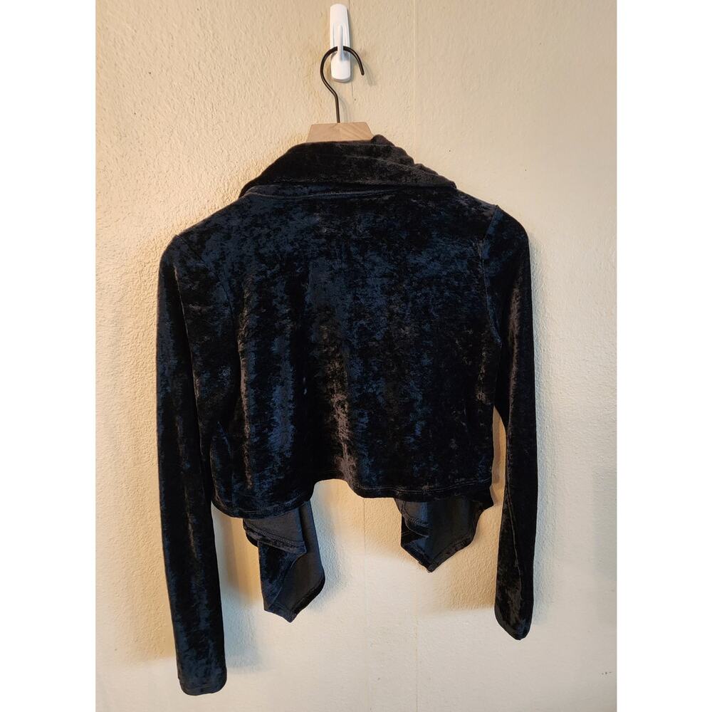 Juicy Couture Crushed Velvet Open Front Jacket Size Small Womens Y2K Black - Picture 4 of 9